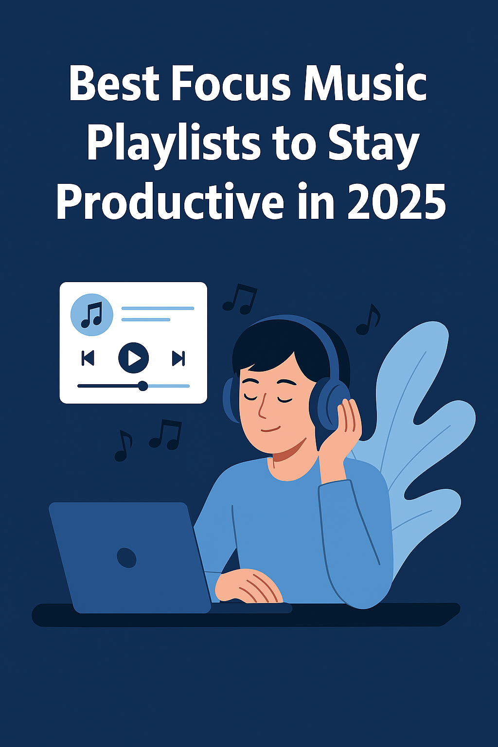 focus music playlists for productivity and deep work – minimal digital music illustration