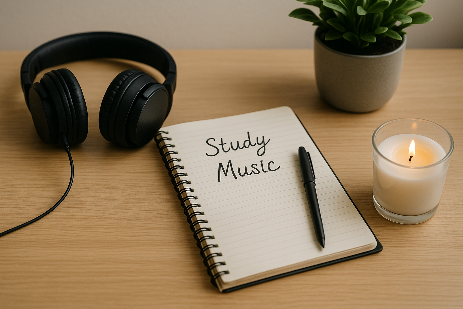 best music for studying and concentration background with headphones and notes