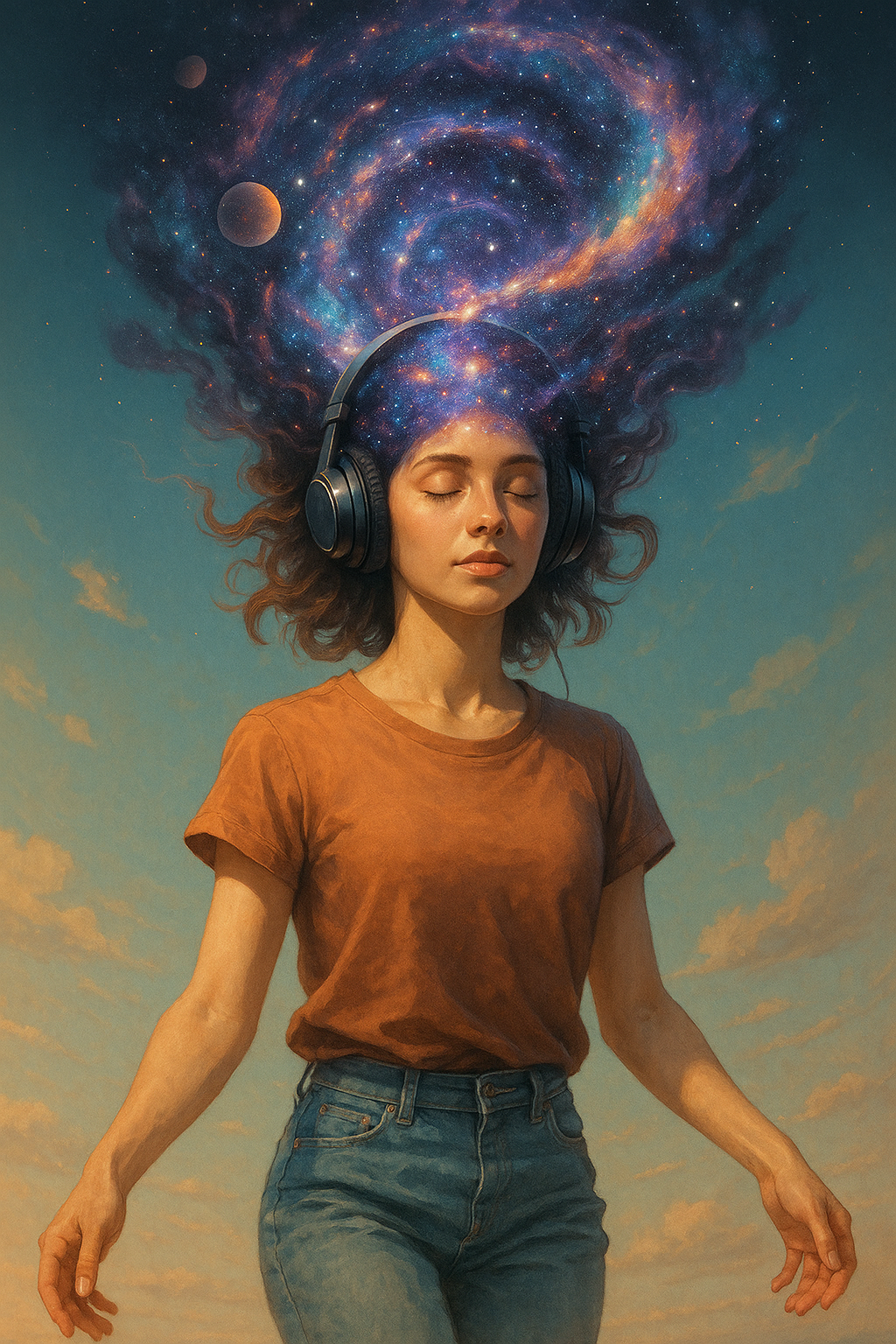 Binaural Beats for Focus Concept binaural beats for focus concept with sound waves and headphones