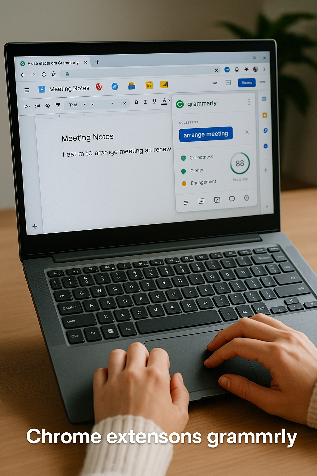 Browser Screen with Chrome Extensions Grammarly Integration browser screen with chrome extensions grammarly integration