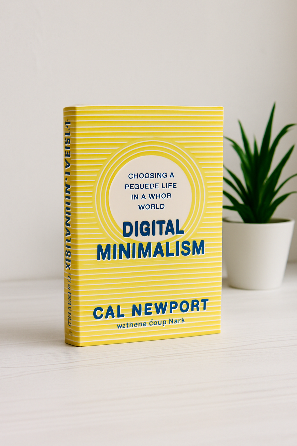 digital minimalism book on minimalist workspace desk