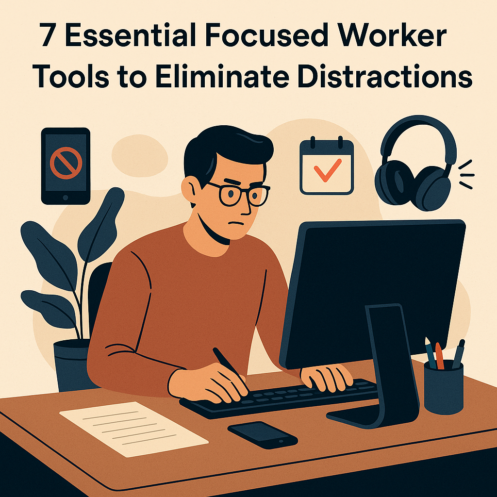 Focused Worker Tools on a Desk with a Notebook and Timer focused worker tools on a desk with a notebook and timer