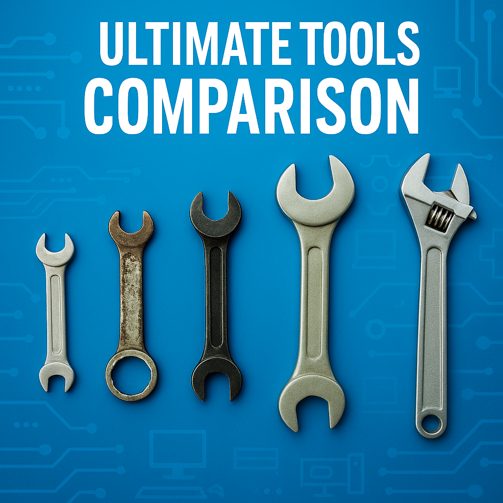 tools comparison workspace showing multiple apps and dashboards side by side